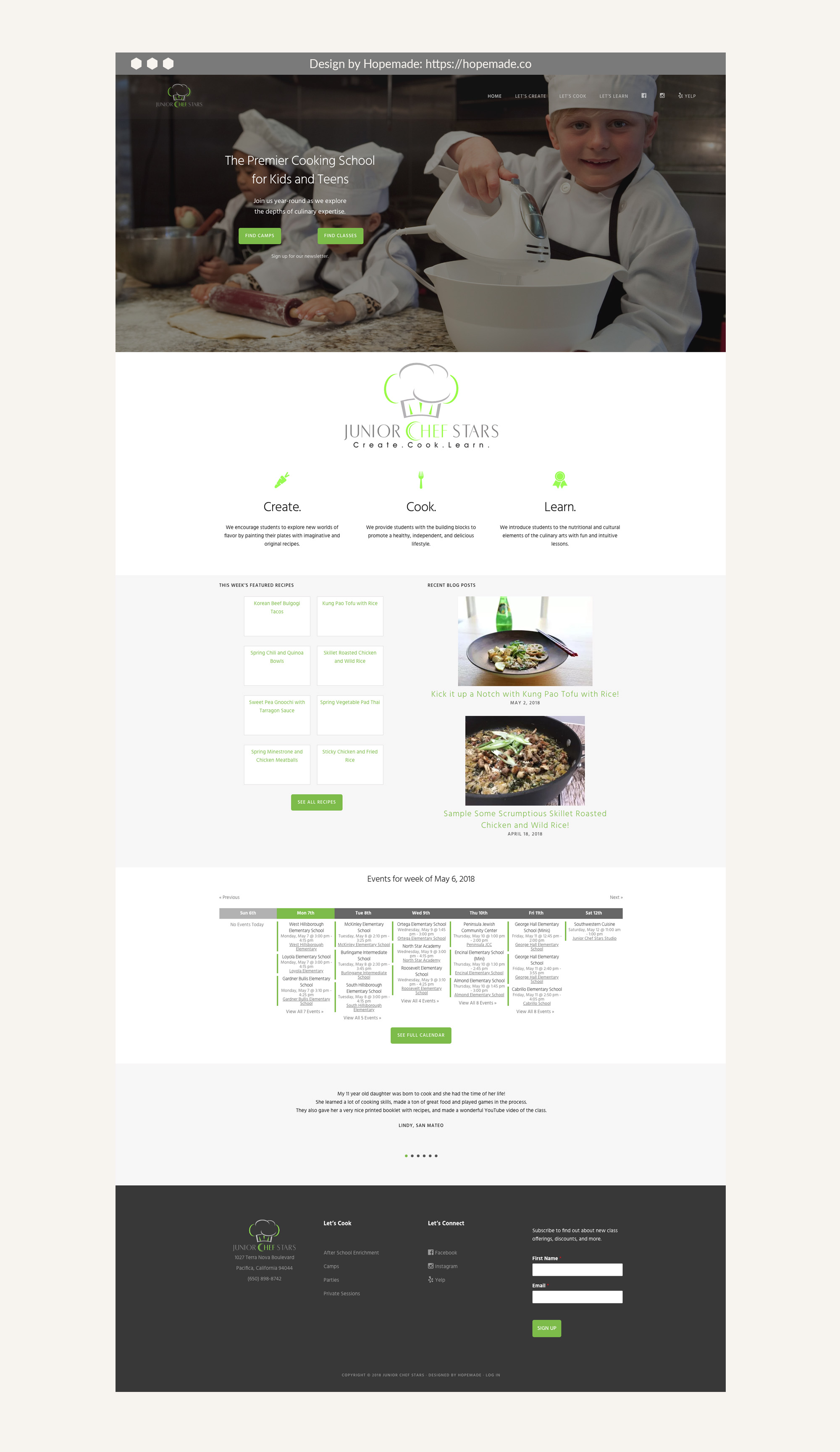 Junior Chef Stars Website Redesign Mockup by Hopemade