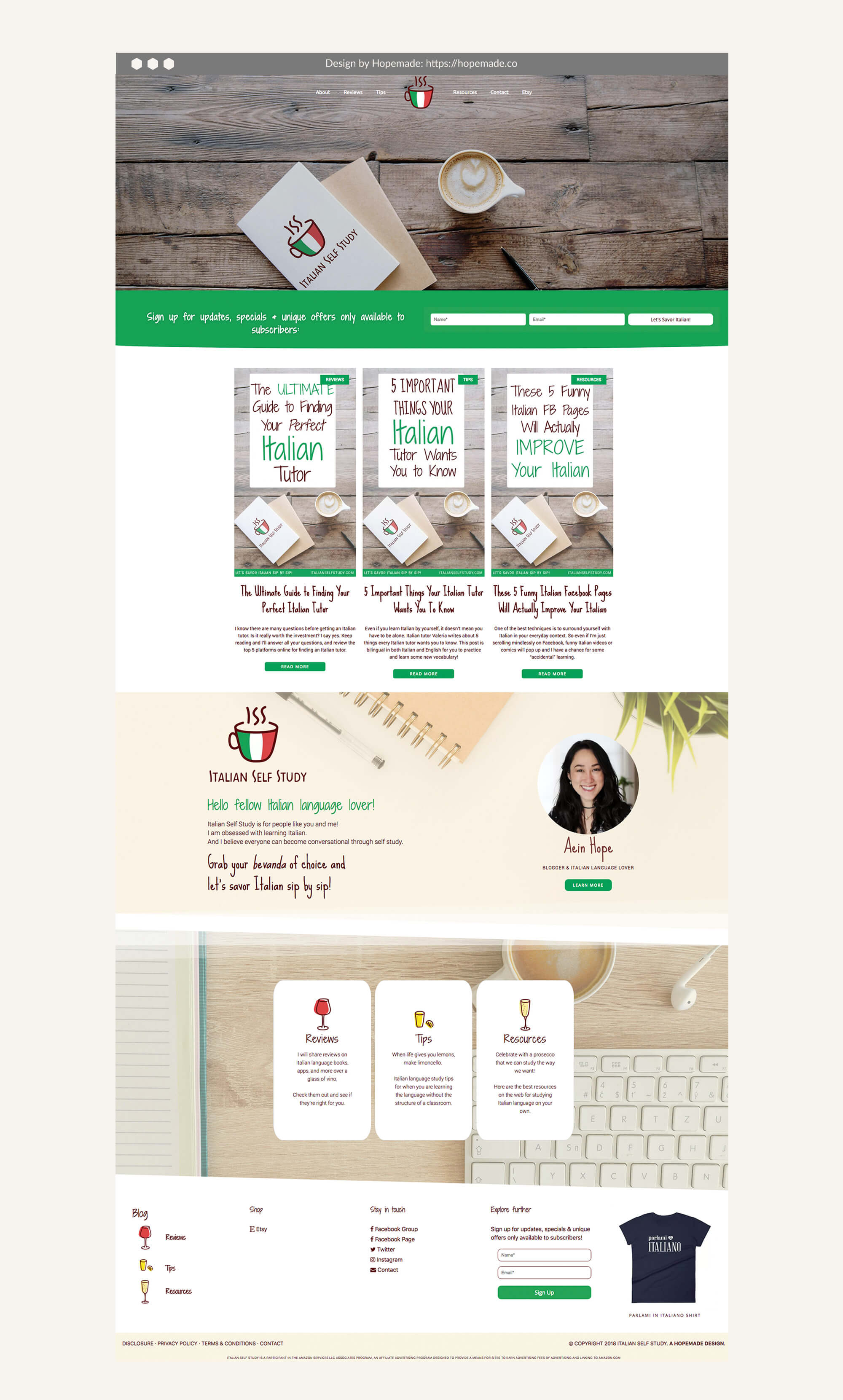 Italian Self Study WordPress Website Design By Hopemade