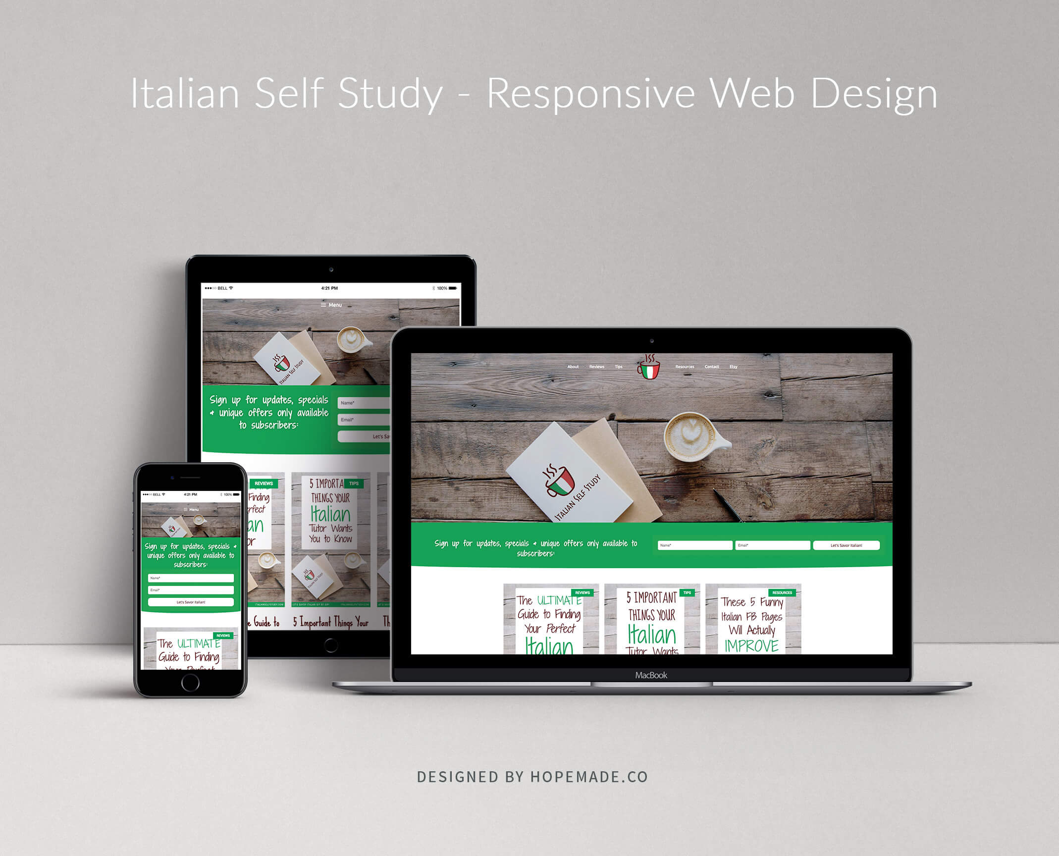 Responsive Web Design By Hopemade for Italian Self Study